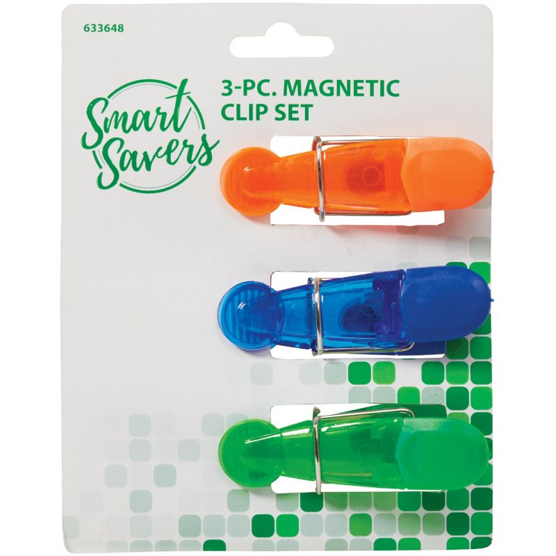 Smart Savers 3-Piece Giant Bag Clip 3-1/4 In. X 8 In., Blue, Orange, Green (Pack of 12)