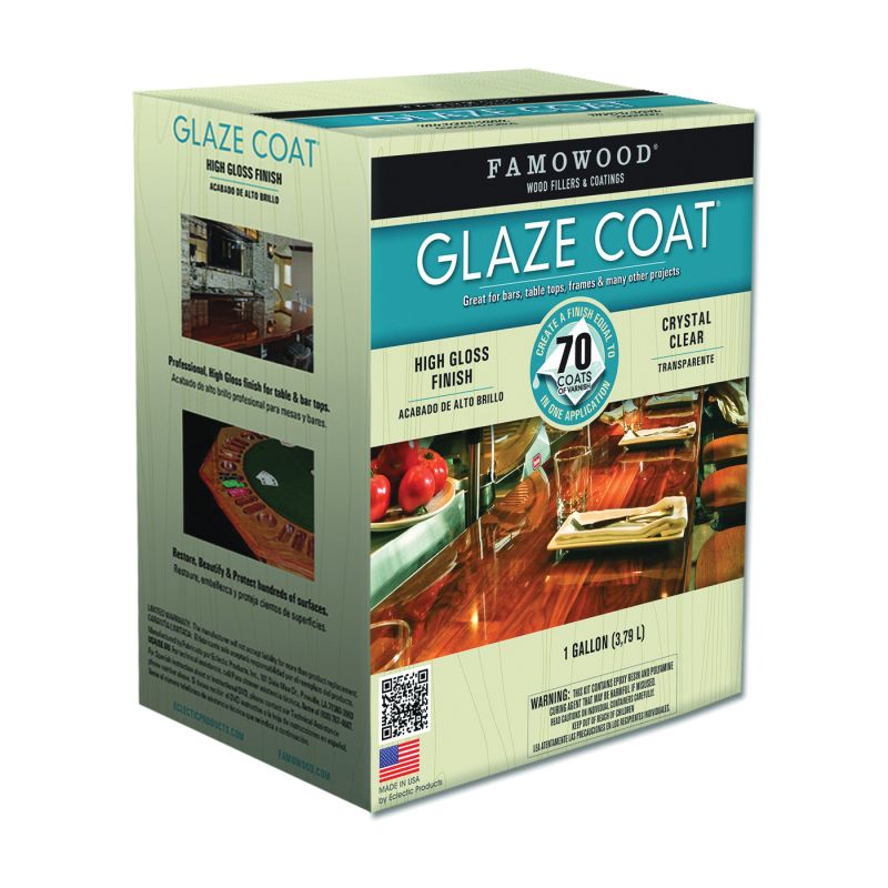 Famowood 5050110 Glaze Epoxy Coating, Liquid, Slight, Clear, 1 gal, Container Clear (Pack of 2)