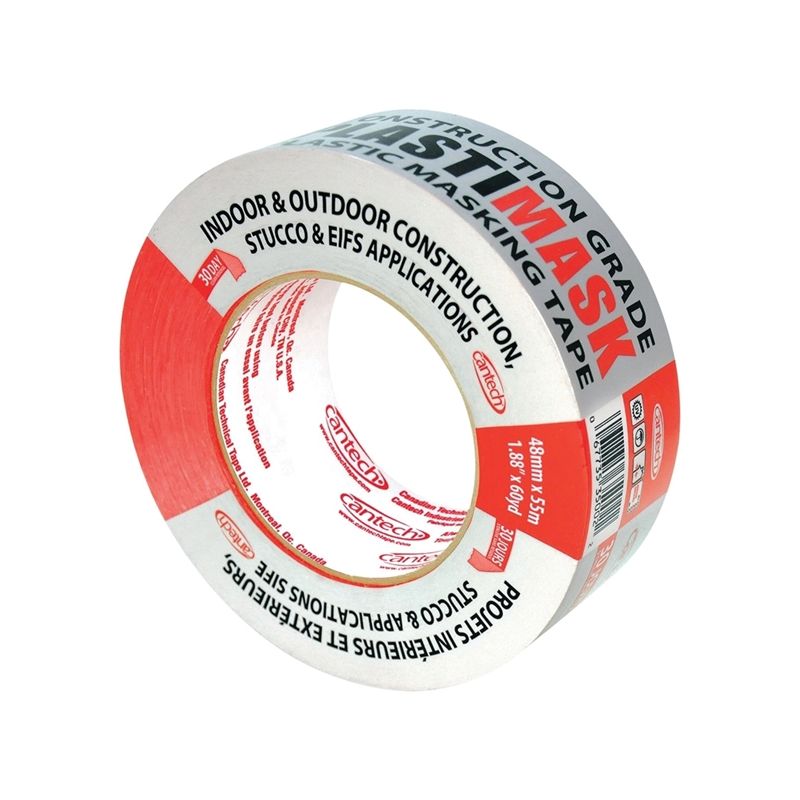 Cantech 35002 Masking Tape, 55 m L, 48 mm W, Polyethylene Backing, Red Red