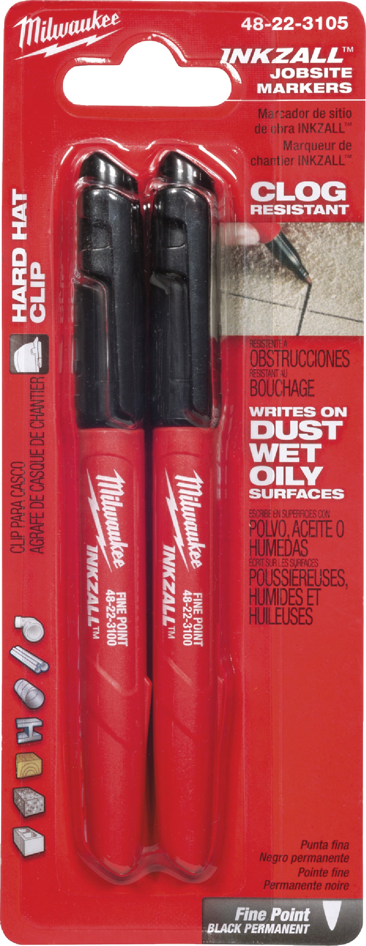 Milwaukee Milwaukee 48-22-3106 Inkzall Fine Point Colored Markers, Pack of  4 at