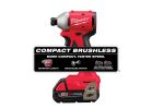 Milwaukee 3650-22CT Impact Driver Kit, Battery Included, 18 V, 1/4 in Drive, Hex Drive, 0 to 4900 ipm IPM