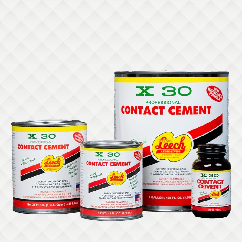 Leech Adhesives X-30 X30-74 Contact Cement, Clear, 4 oz Bottle Clear