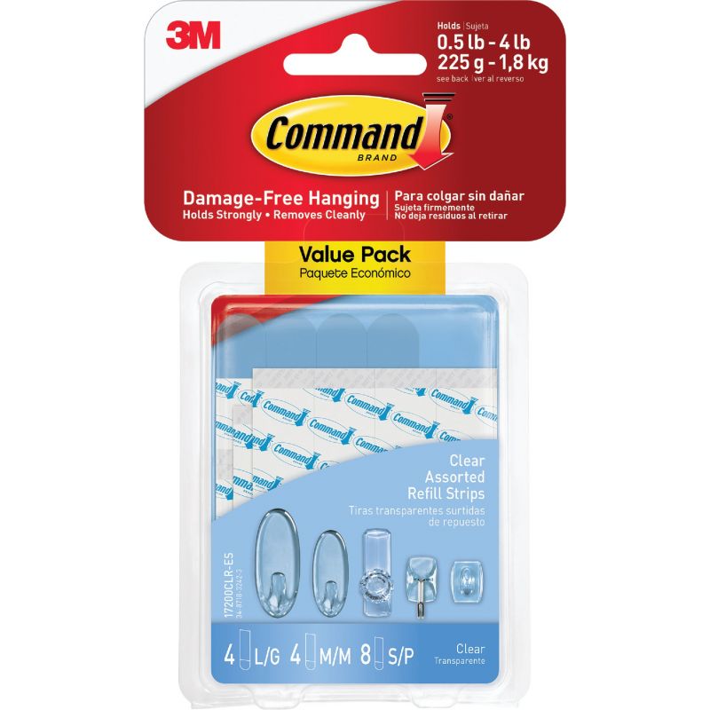 3M Command Clear Assorted Adhesive Strip Clear