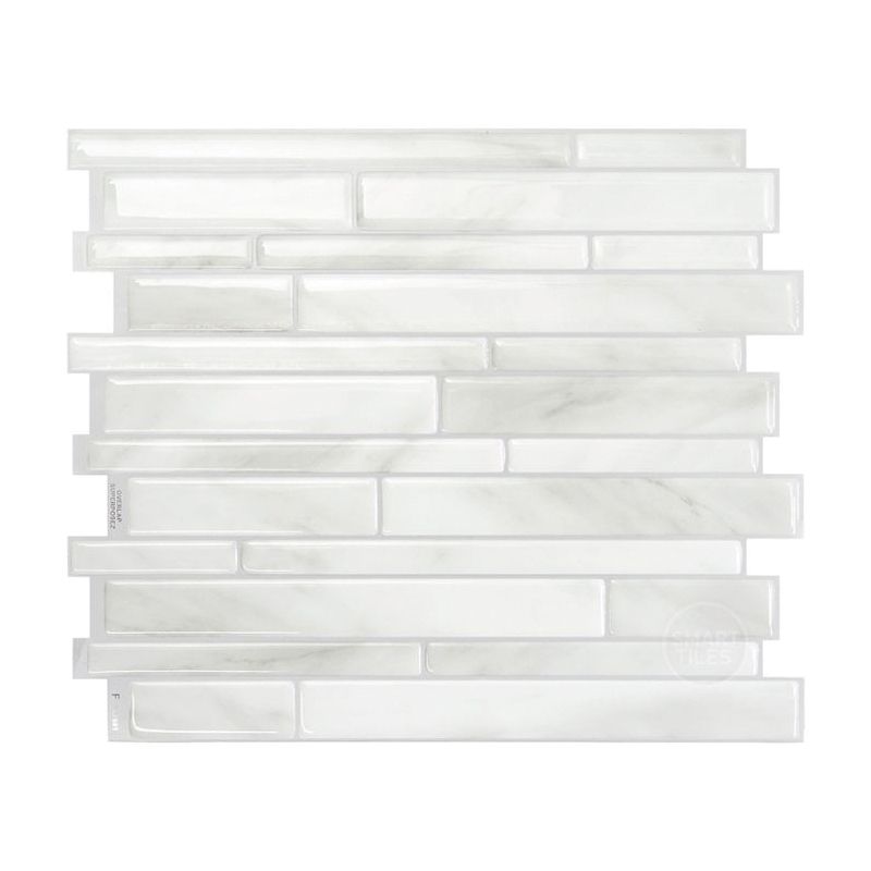 Smart Tiles Mosaik Series SM1119G-04-QG Wall Tile, 11.55 in L Tile, 9.63 in W Tile, Milano Massa Pattern, Gray/White Gray/White