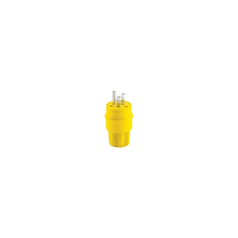 Arrow Hart 15W47 Plug and Connector, 2 -Pole, 15 A, 125 VAC, NEMA: NEMA 5-20P, Yellow Yellow