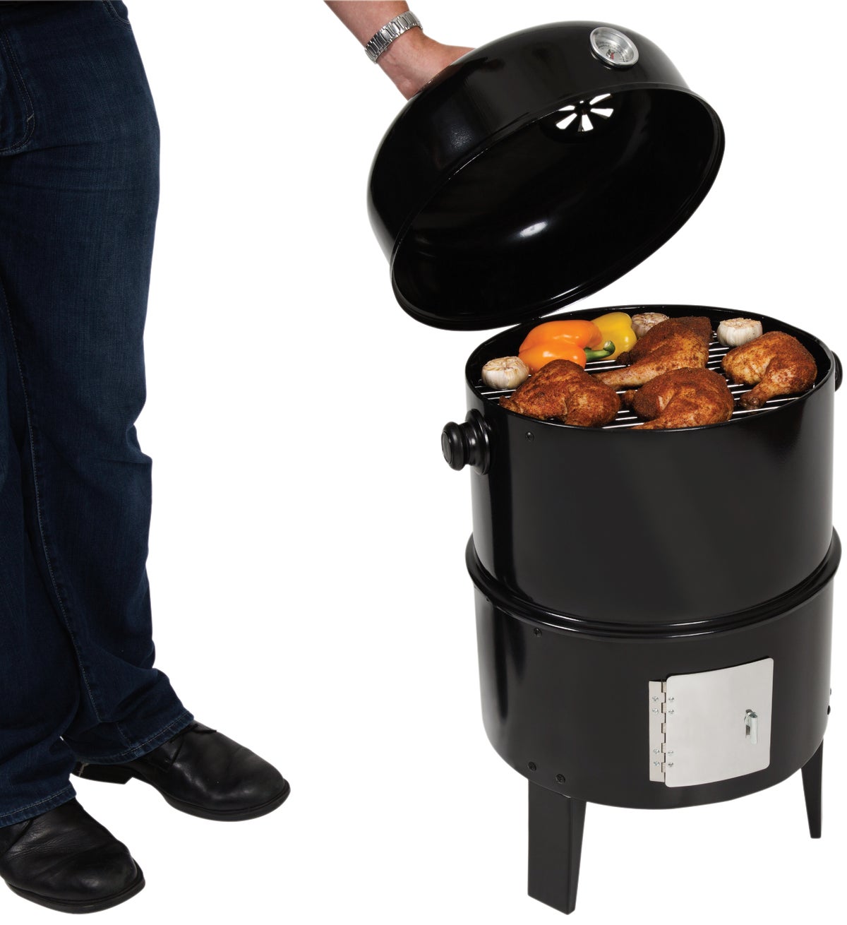 Buy GrillPro Traditional Water Charcoal Smoker Black Upright