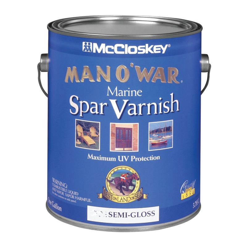 McCloskey Man O&#039; War 07 Marine Spar Varnish, Semi-Gloss, Clear, Liquid, 1 gal Clear