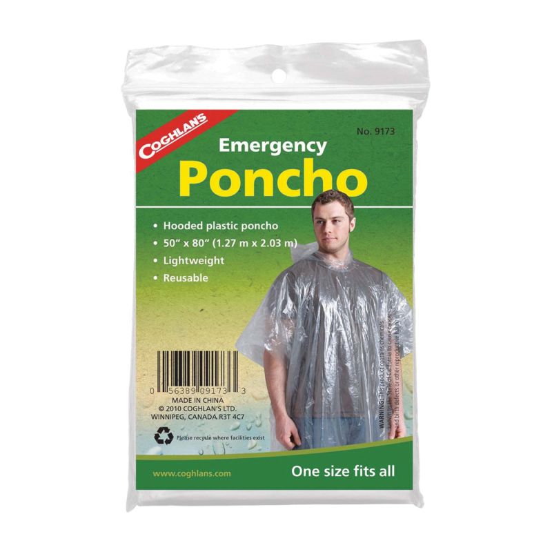 Coghlan&#039;s 9173 Emergency Poncho, One-Size, Polyethylene, Clear, Reusable One-Size, Clear (Pack of 24)