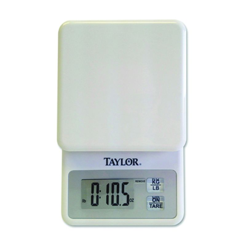 Taylor 3817 Kitchen Scale, 11 lb Capacity, LCD Display, White, g, lb, oz 11 Lb, White
