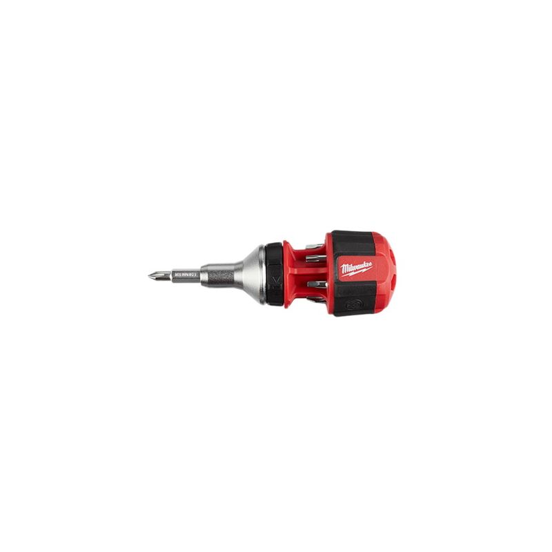 Milwaukee 48-22-2330 Ratcheting Multi-Bit Driver, 1/4 in Drive, Hex Drive, 4.55 in OAL, Plastic Handle, Magnetic