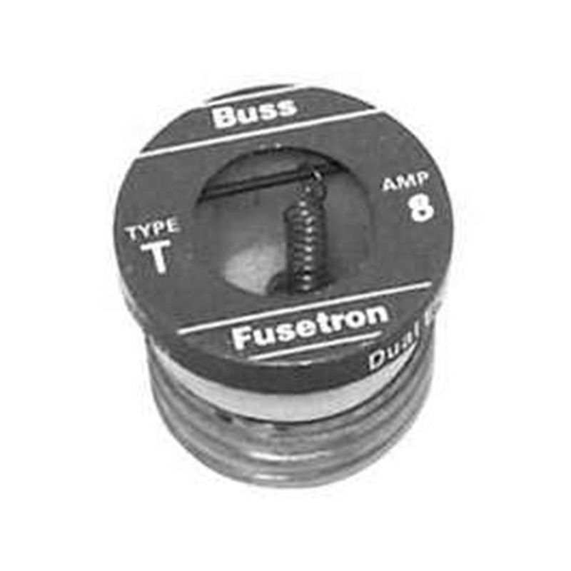 Bussmann BP/T-8 Plug Fuse, 8 A, 125 V, 10 kA Interrupt, Plastic Body, Low Voltage, Time Delay Fuse