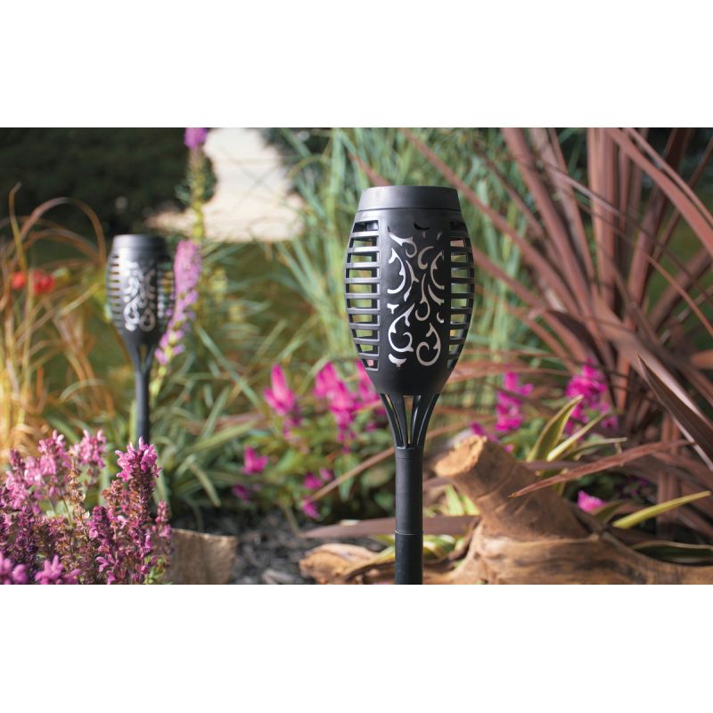 Moonrays Solar Flame Torch Stake Light Black (Pack of 20)