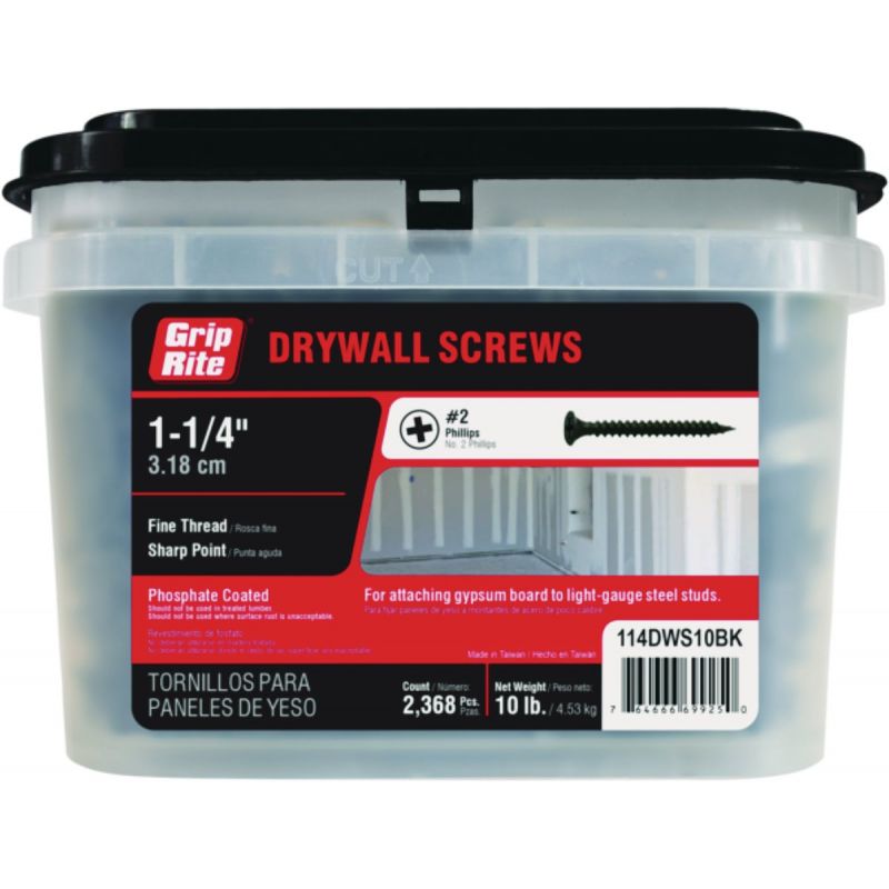 Grip-Rite Fine Thread Multipurpose Drywall Screw #6 X 1-1/4 In.