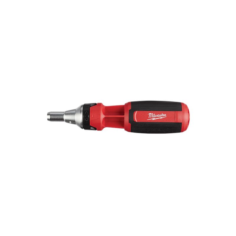Milwaukee 48-22-2322 Ratcheting Multi-Bit Driver, 1/4 in Drive, Square Drive, 7 in OAL, Plastic Handle, Magnetic