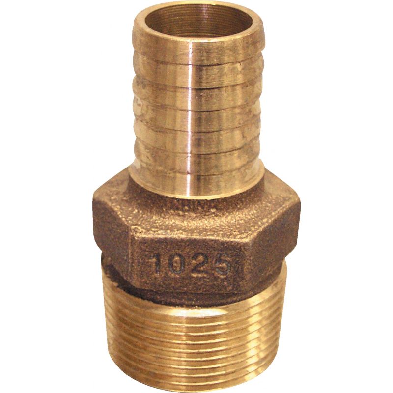 Low Lead Brass Hose Barb Reducing Adapter 1&quot; MIP X 3/4&quot; Insert