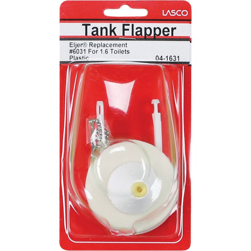 Lasco Eljer Plastic Toilet Flapper with Foam Float And Chain 4.0 In. L X 2.78 In. W X 1.4 In. H, White