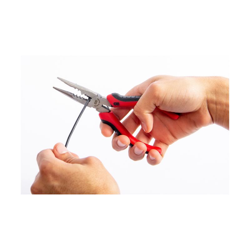 GB GS-385 Plier, 6-3/4 in OAL, 1-1/2 in Cutting Capacity, Red Handle, Cushioned Handle, 1/4 in W Tip