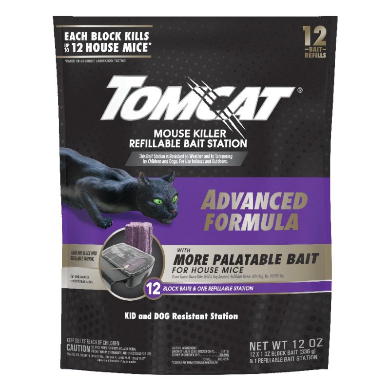 Tomcat 0372805 Mouse Killer Refillable Bait Station, 12 Mice Bait, Purple/Violet, 6/PK Purple/Violet