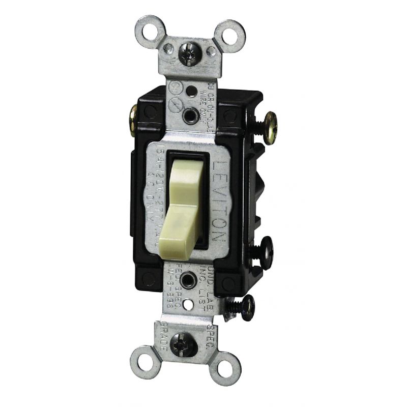Leviton Commercial Grade Illuminated Quiet 3-Way Switch Ivory, 15A