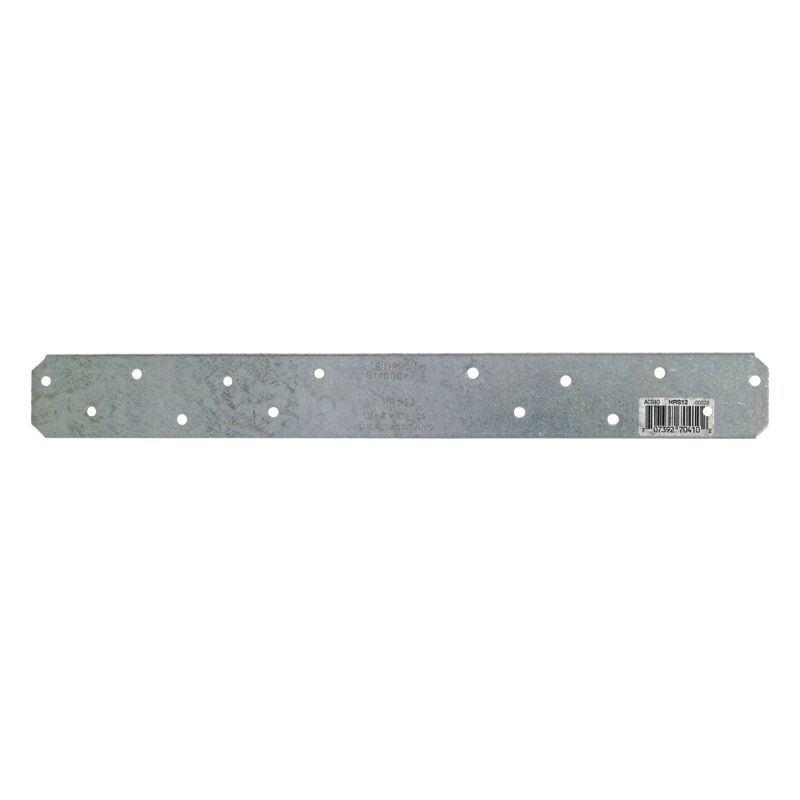 Simpson Strong-Tie HRS HRS12 Strap Tie, 12 in L, 1-3/8 in W, Steel, Galvanized, Fastening Method: Nail Silver