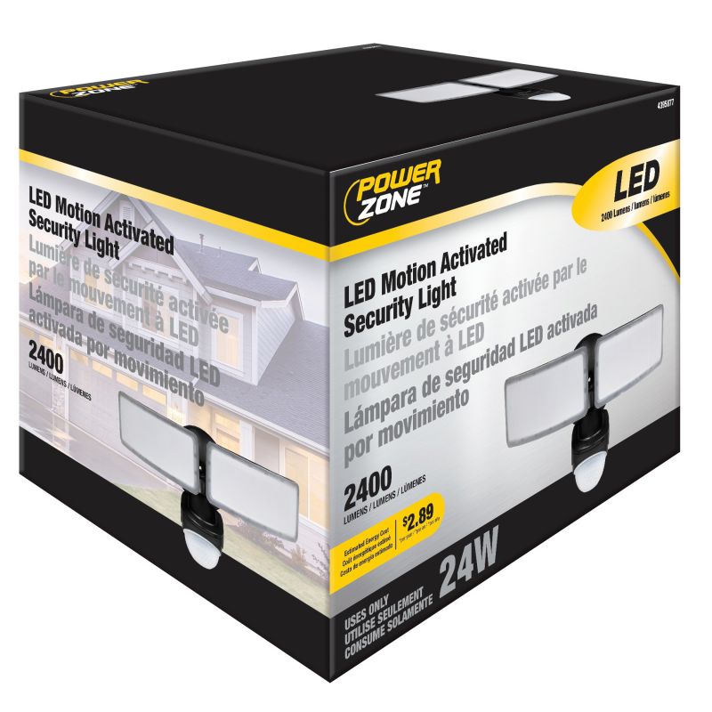 PowerZone O-OV-2200M-PB Security Light, 110/240 V, 24 W, 2-Lamp, LED Lamp, Daylight Light, 2400 Lumens