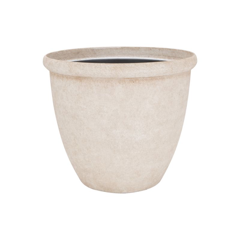 Landscapers Select PT-S010-C Planter, 17-3/4 in Dia, 15 in H, Round, Resin, Stone, Stone 1.14 Cu-ft, Stone