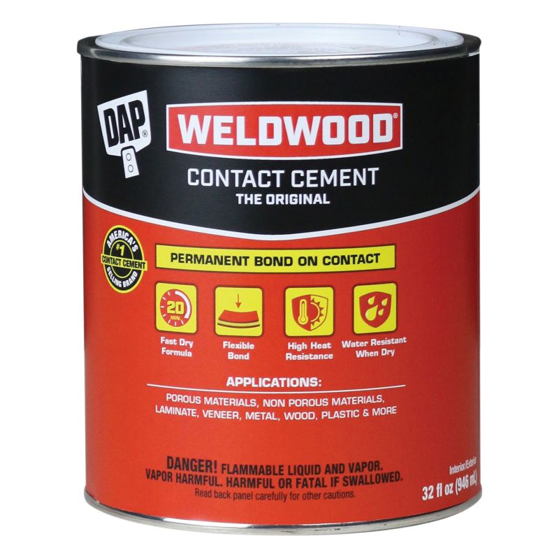 DAP 00272 Contact Cement, Liquid, Strong Solvent, Tan, 1 qt, Can Tan
