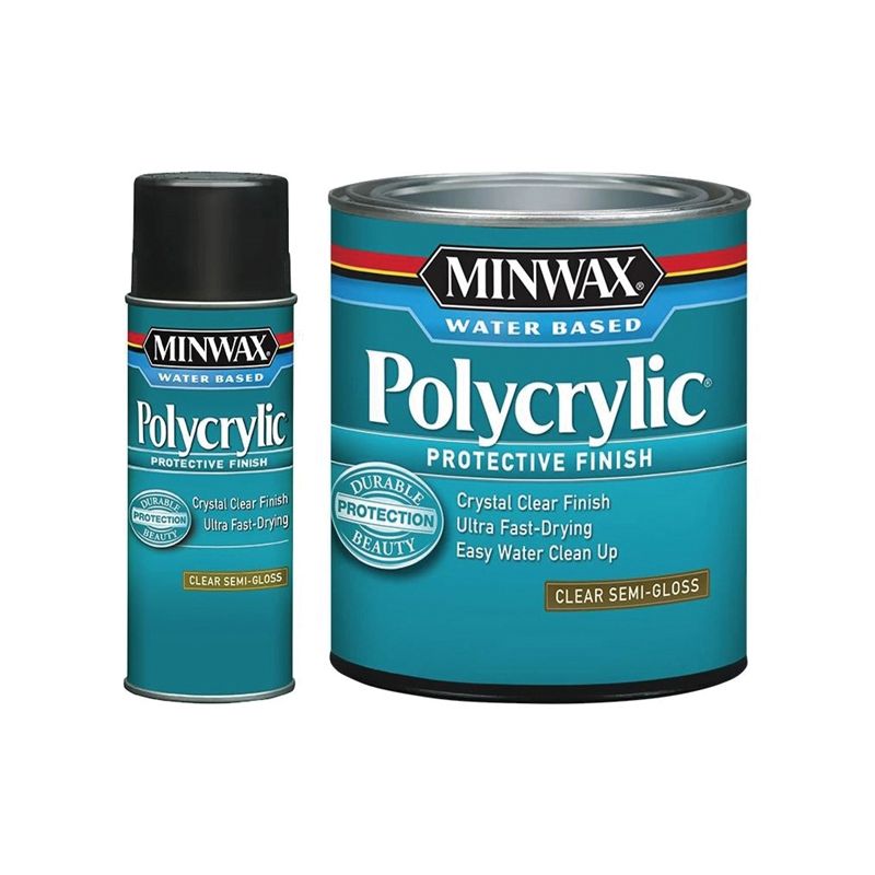 Minwax Polycrylic 320034444 Protective Finish, Gloss, Liquid, Clear, 1 qt, Can Clear