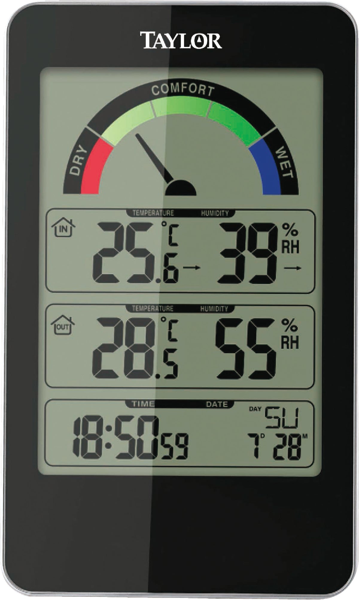 Taylor Precision Products 1732 Taylor Digital Indoor Comfort Level Thermometer and Hygrometer Black