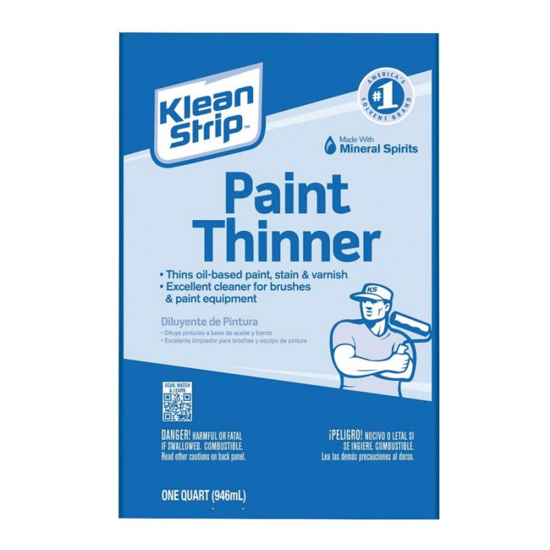 Klean Strip QKPT94003CA Paint Thinner, Liquid, Aromatic Hydrocarbon, Water White, 1 qt, Can Water White
