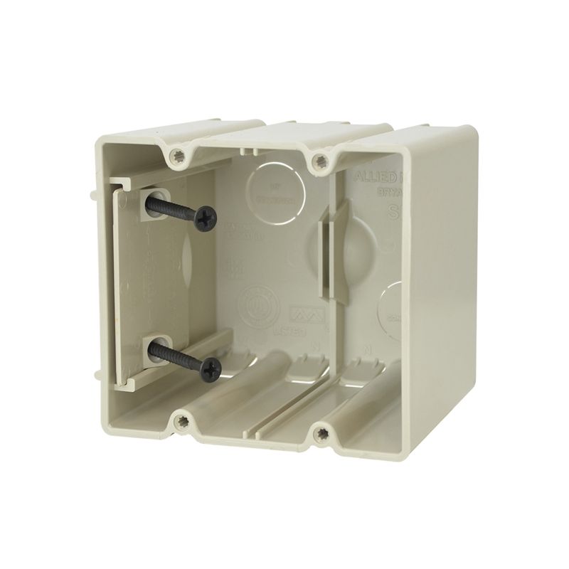 Sliderbox SB-2 Electrical Box, 2-Gang, 4-Outlet, 2-Knockout, 1/2 in Knockout, Polycarbonate, Beige/Tan, Screw, Wall Beige/Tan