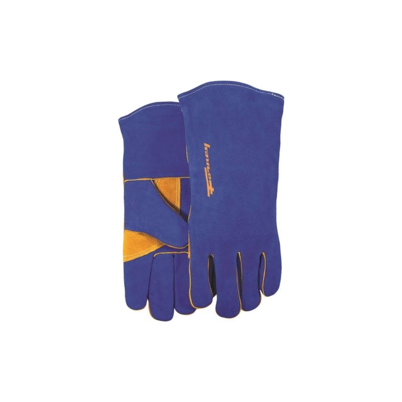 ForneyHide 53423 Welding Gloves, Men&#039;s, XL, Gauntlet Cuff, Leather Palm, Blue, Reinforced Crotch Thumb, Leather Back XL, Blue
