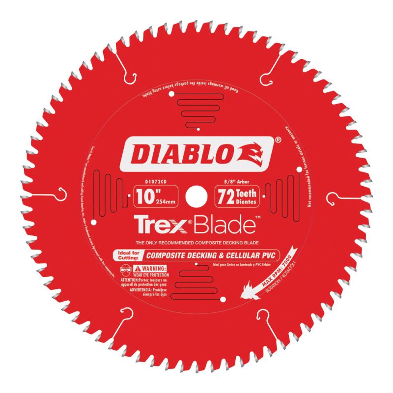 Diablo D1072CD Circular Saw Blade, 10 in Dia, 5/8 in Arbor, 72-Teeth, Carbide Cutting Edge