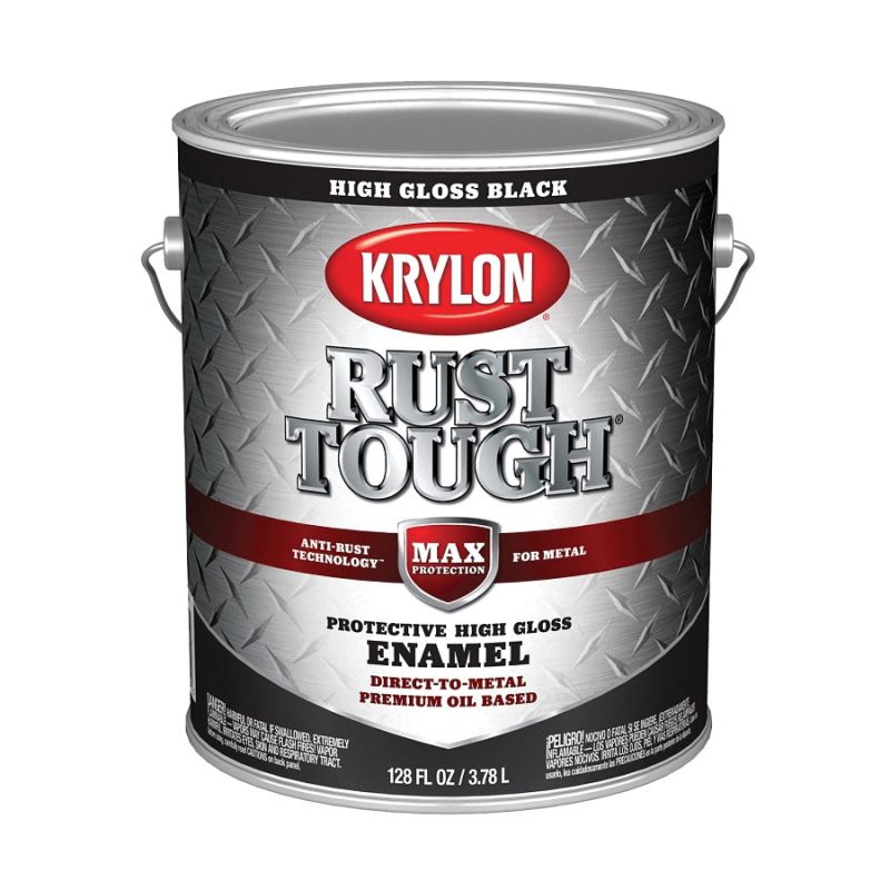 Krylon Rust Tough K09730008 Rust Preventative Paint, Gloss, Black, 1 gal, 400 sq-ft/gal Coverage Area Black (Pack of 4)