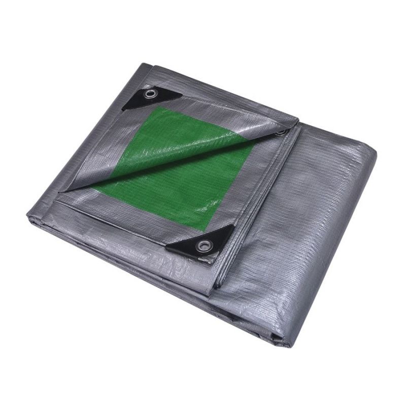 ProSource T0608GS140 Tarpaulin, 8 ft L, 6 ft W, 8 mil Thick, Polyethylene, Green/Silver Green/Silver
