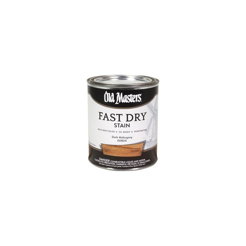 Old Masters 60804 Fast Dry Stain, Dark Mahogany, Liquid, 1 qt Dark Mahogany