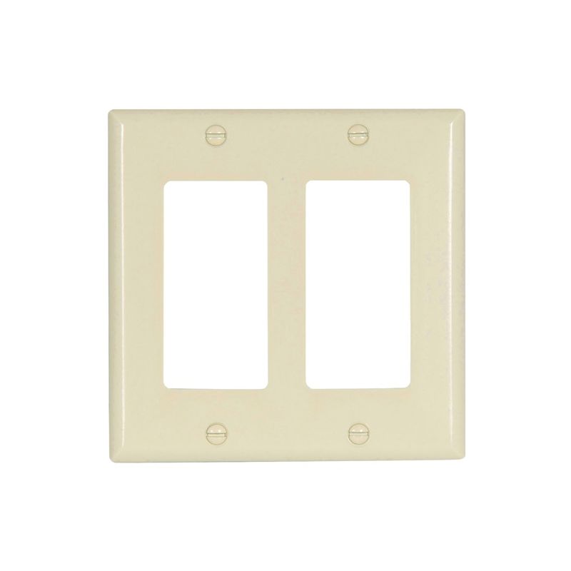 Eaton Wiring Devices 2152LA-BOX Wallplate, 4-1/2 in L, 4.56 in W, 2 -Gang, Thermoset, Light Almond, High-Gloss Light Almond