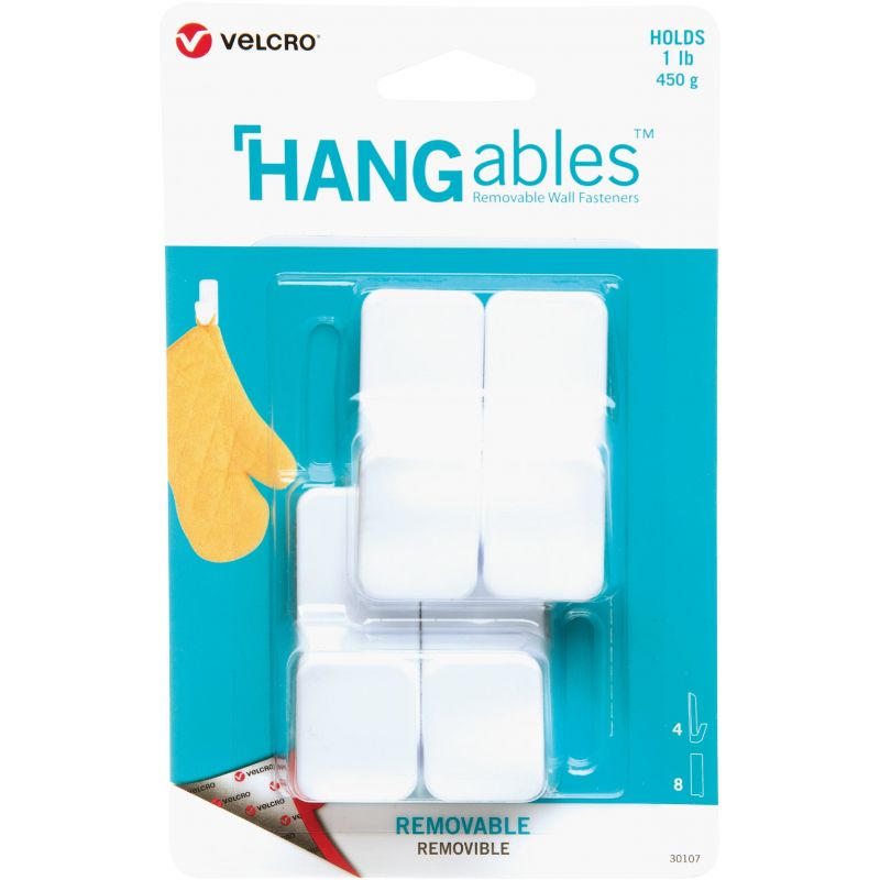 VELCRO Brand Hangables Adhesive Backing Hook &amp; Loop Hook White