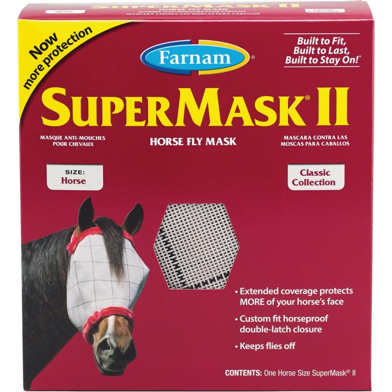 SuperMask II Standard Horse Fly Mask Silver With Black Trim