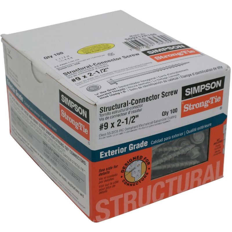 Simpson Strong-Drive Hex Head Structure Wood Screw Gray