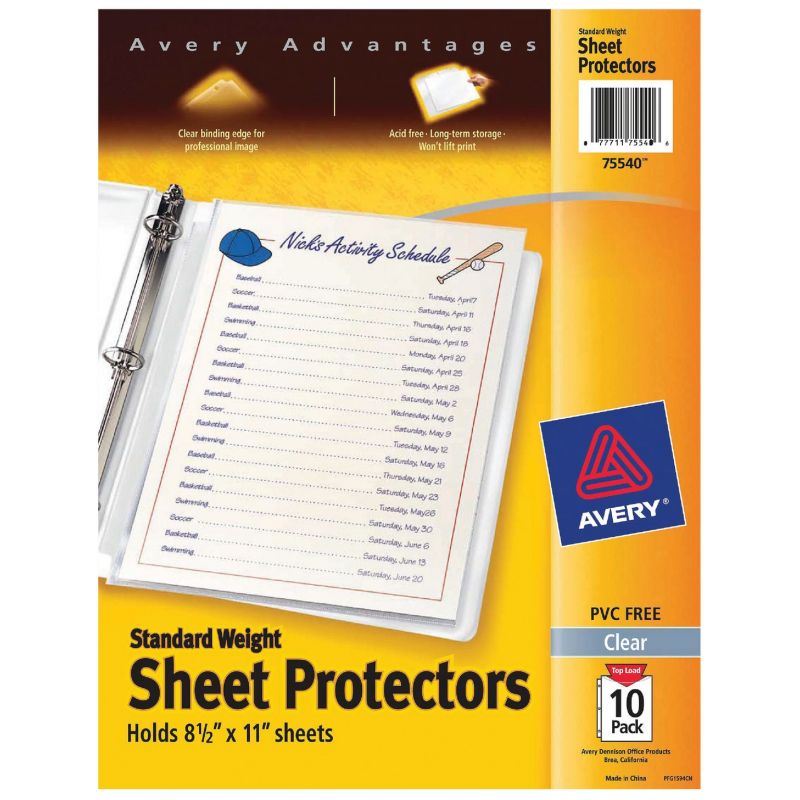 Avery Products Standard Weight Sheet Protector Clear