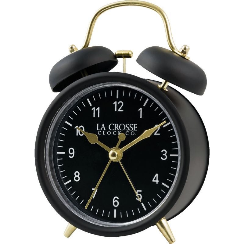La Crosse Clock Co. Black Twin Bell Alarm Clock