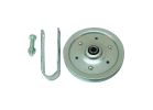 Prime-Line GD 52108 Pulley with Strap and Axle Bolt, 4 in Dia, 3/16 in Dia Bore, Galvanized Steel