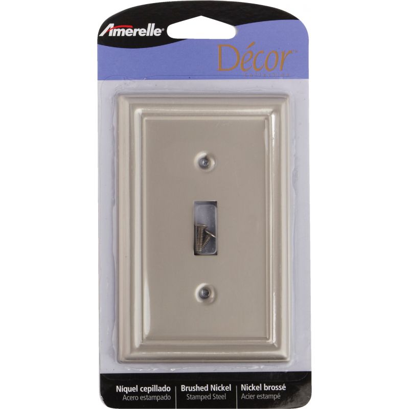 Amerelle Chelsea Stamped Steel Switch Wall Plate Brushed Nickel