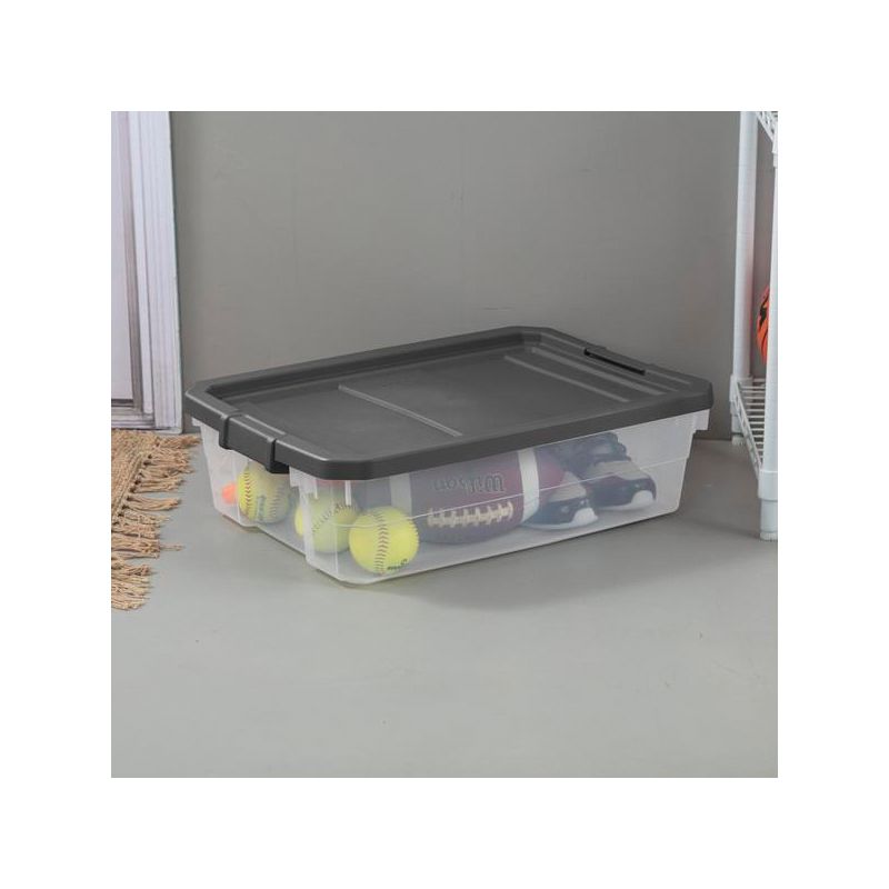 Sterilite 14743V06 Stacker Box, 40 qt, Plastic, Gray Gray