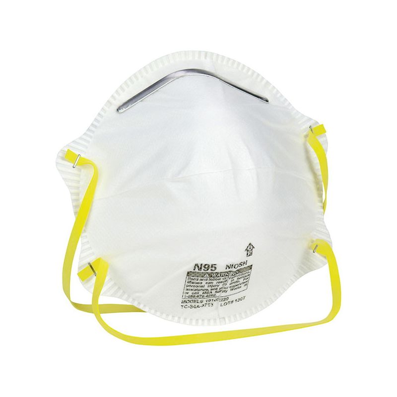 Safety Works 10102481 Disposable Dust Respirator, One-Size Mask, N95 Filter Class, 95 % Filter Efficiency, White White