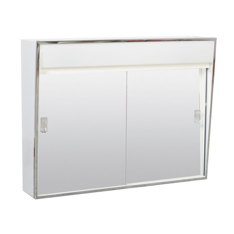 Zenith 701L Medicine Cabinet with Incandescent Light, 23-3/8 in OAW, 5-1/2 in OAD, 18-1/8 in OAH, Steel, White, Chrome White