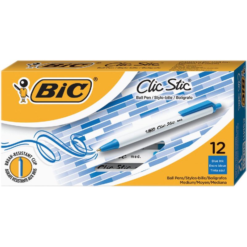 Bic Clic Stic Retractable Ball Pen Blue