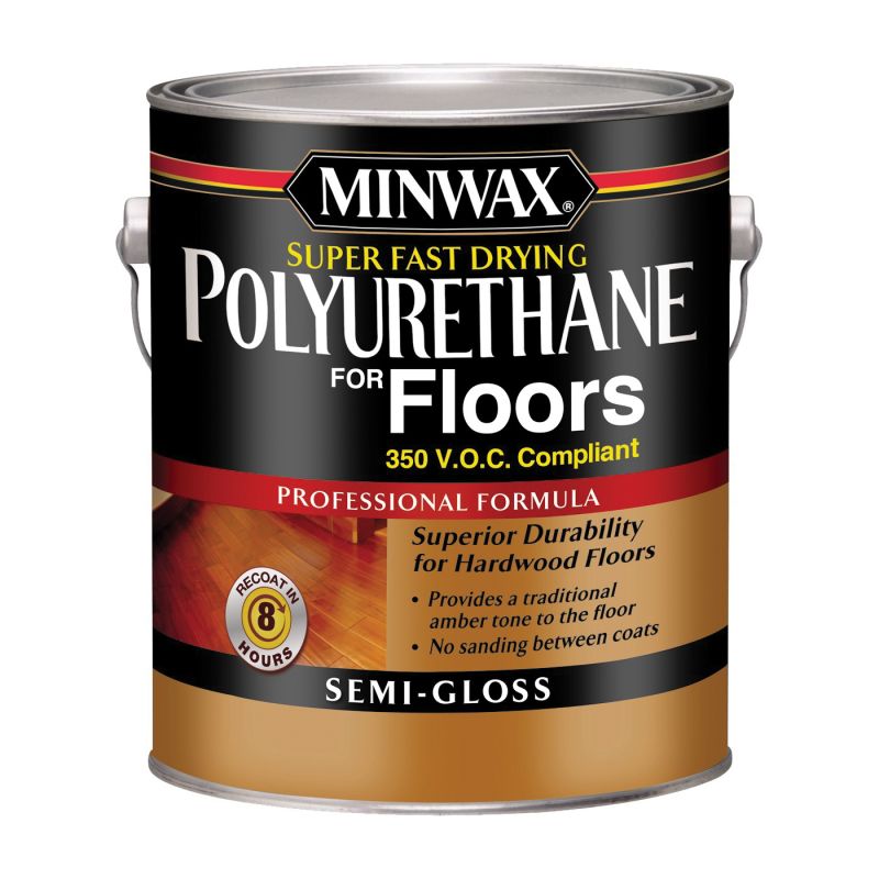 Minwax 130240000 Polyurethane, Semi-Gloss, Liquid, Clear, 1 gal, Can Clear