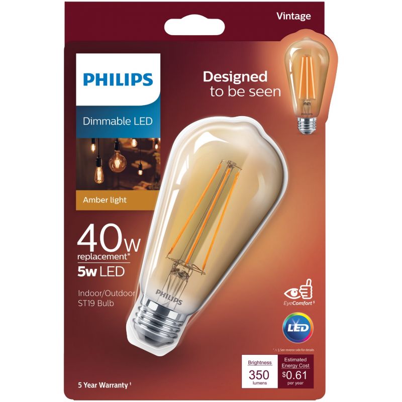 Philips Vintage Edison ST19 Medium LED Decorative Light Bulb